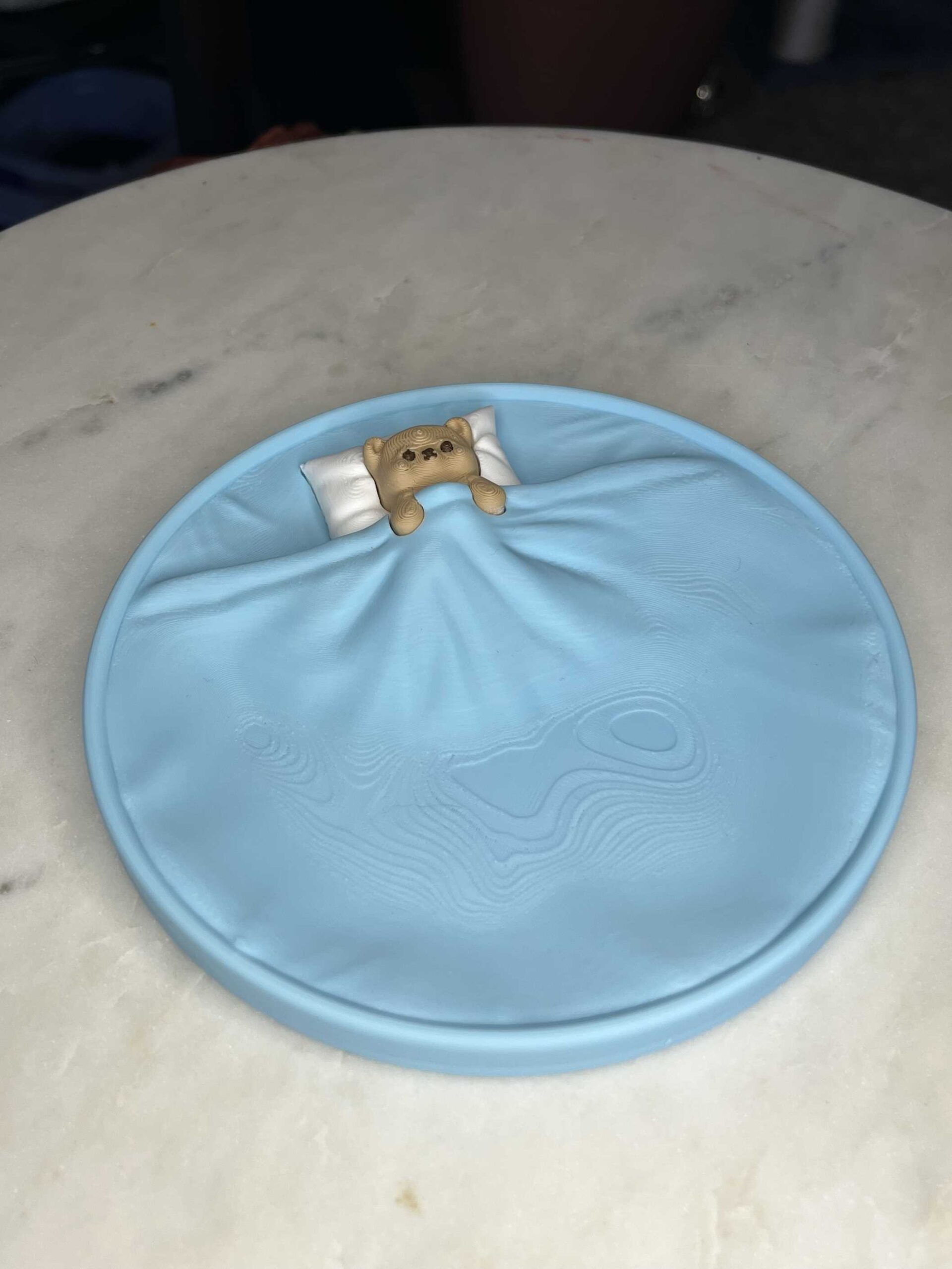 sleepy teddy bear dish/tray trinket